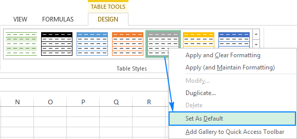 Cambiar el estilo de tabla predeterminado en Excel