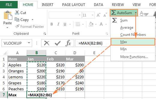 Usar Excel AutoSum para insertar automáticamente fórmulas que no sean SUM
