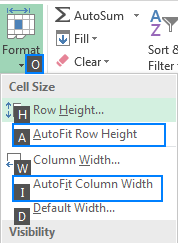 Método abreviado de ajuste automático de Excel