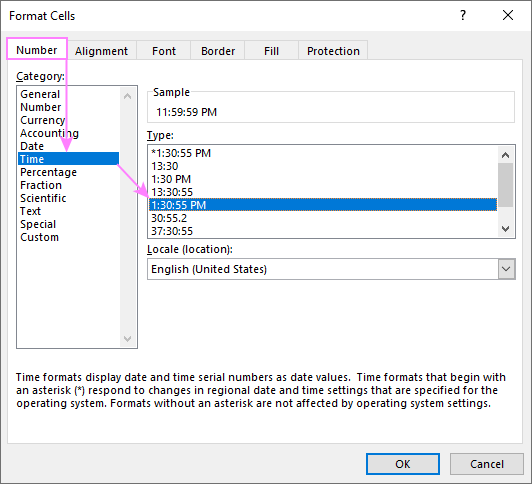 Aplicar o cambiar el formato de hora en Excel.