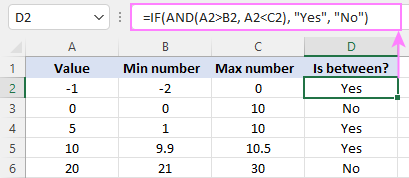 Fórmula de Excel SI entre dos números