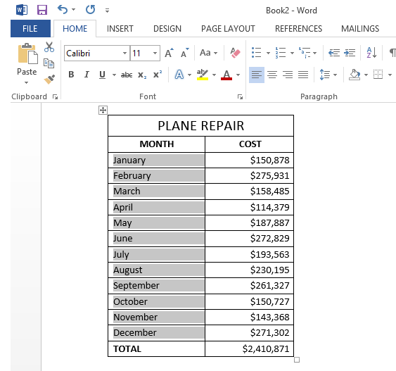 Seleccione la tabla o las columnas modificadas para volver a copiarlas en Excel.