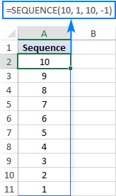 Fórmula para hacer una secuencia descendente en Excel