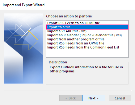 Exportar contactos de Outlook a un archivo