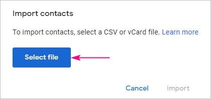 Seleccione un archivo CSV para importar.