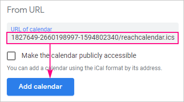 Agregue el enlace ICS a su calendario de Outlook.