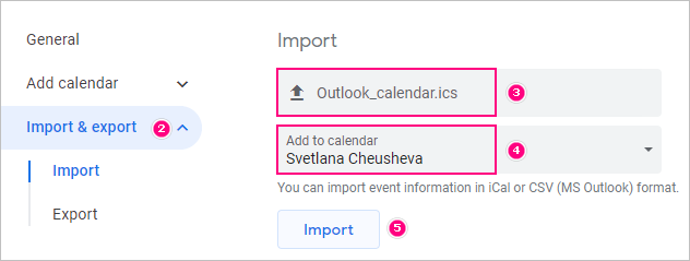 Importa tu calendario de Outlook a Google