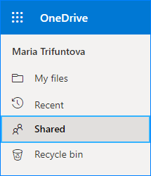 Sección de OneDrive con todos los archivos y carpetas compartidos