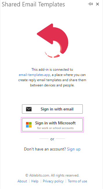 El botón Iniciar sesión con Microsoft