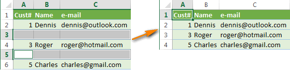 3 formas rápidas y correctas de eliminar filas en blanco en Excel